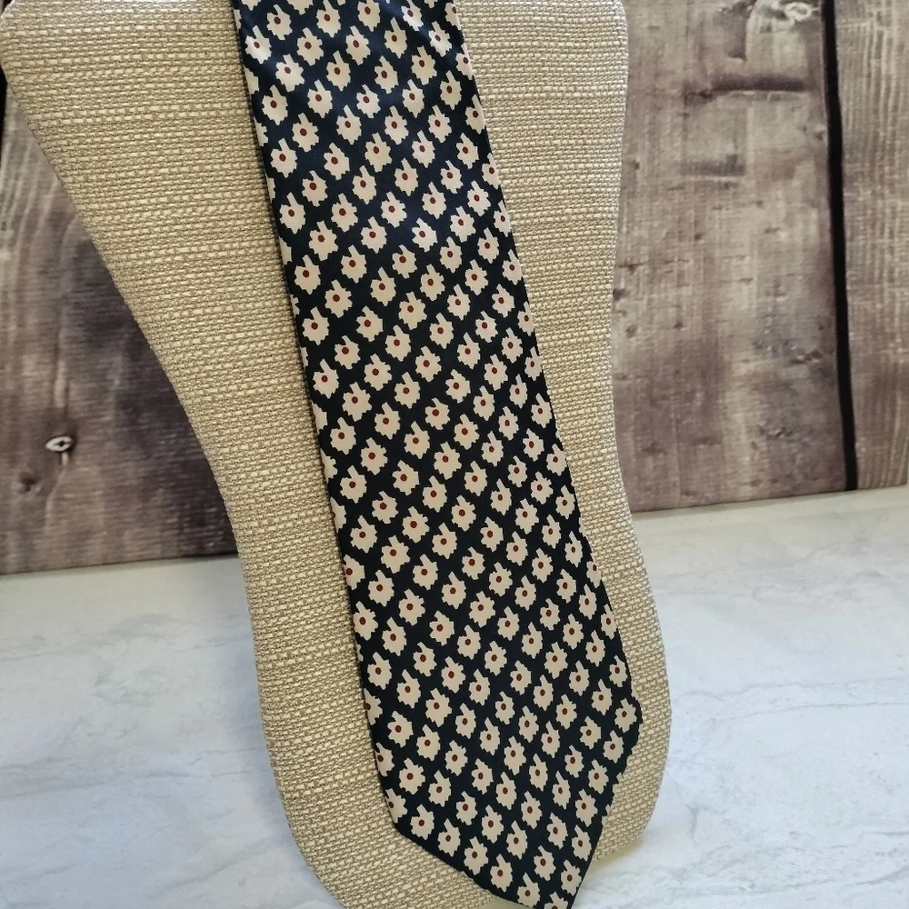 Banana Republic Navy Floral Abstract Men's Silk Tie Made in Italy Formal Classic